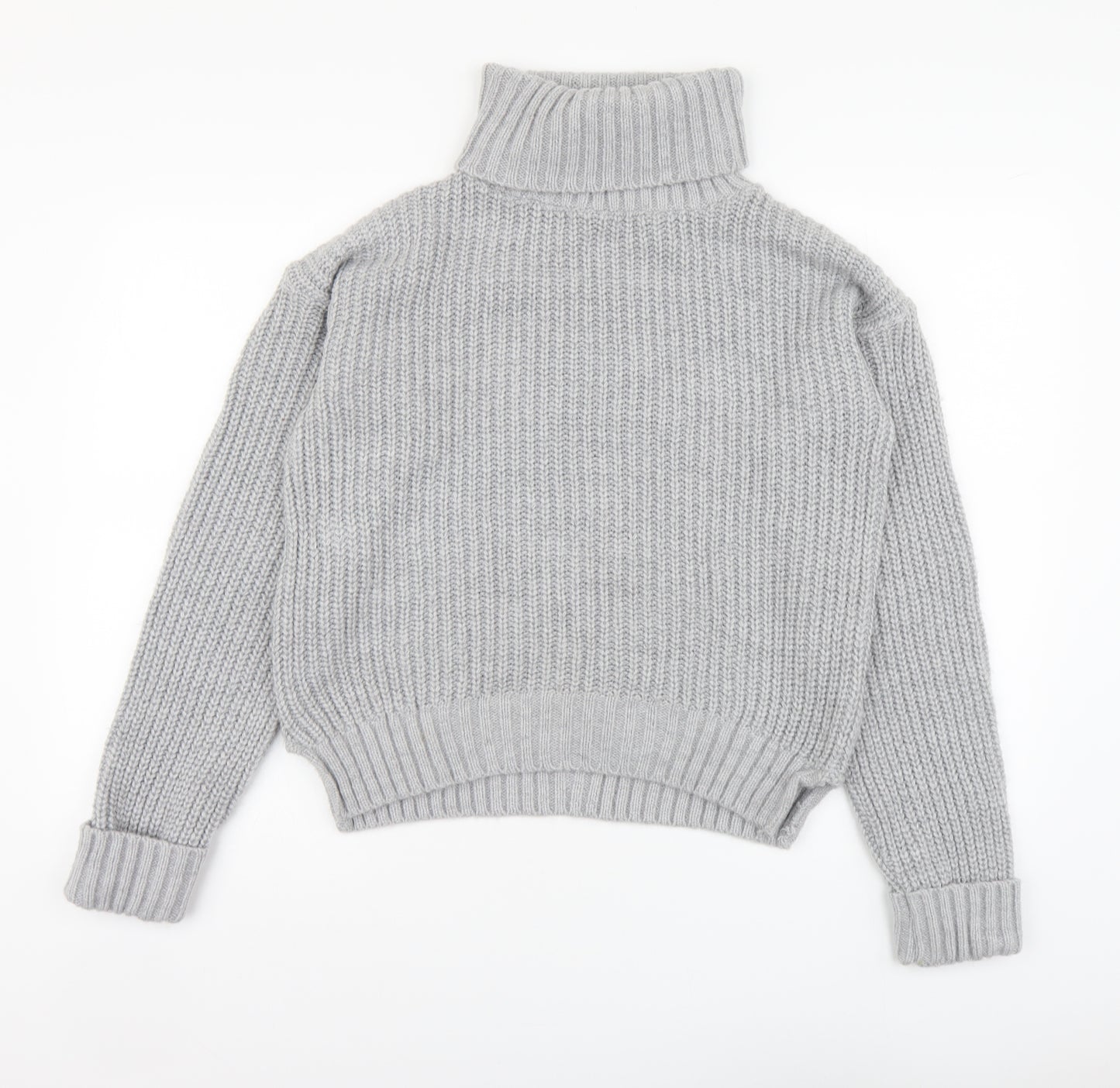 Papaya Womens Grey Roll Neck Acrylic Pullover Jumper Size M