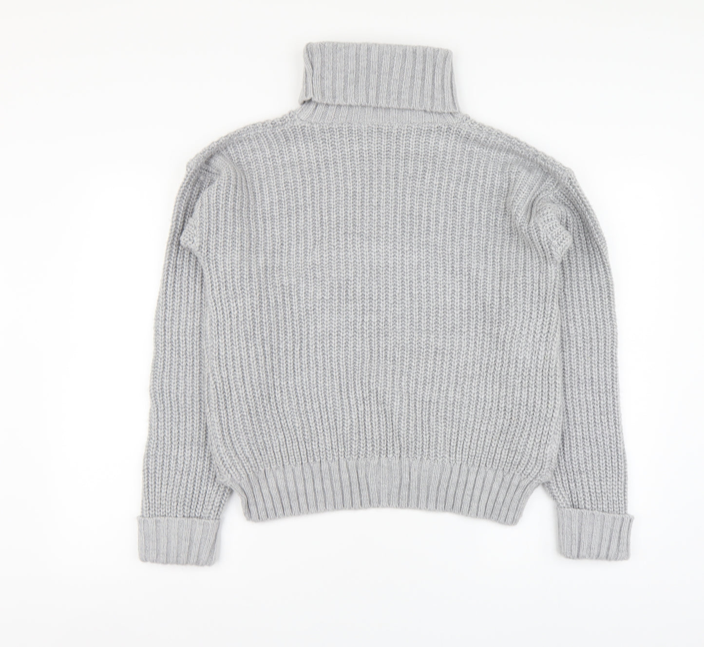 Papaya Womens Grey Roll Neck Acrylic Pullover Jumper Size M