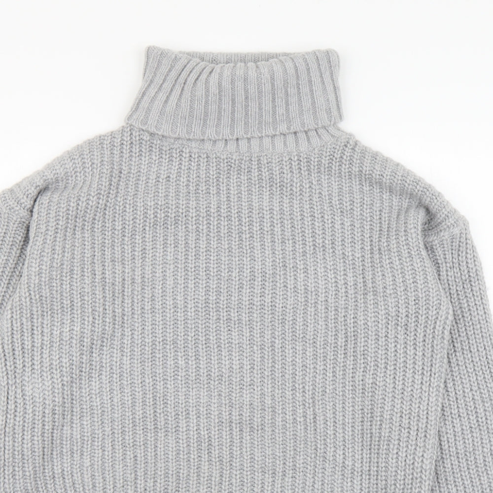 Papaya Womens Grey Roll Neck Acrylic Pullover Jumper Size M
