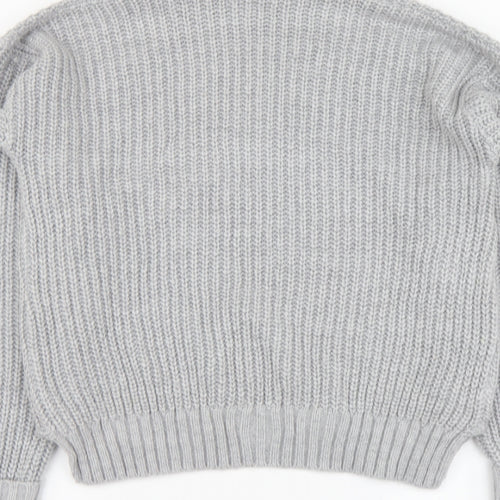 Papaya Womens Grey Roll Neck Acrylic Pullover Jumper Size M