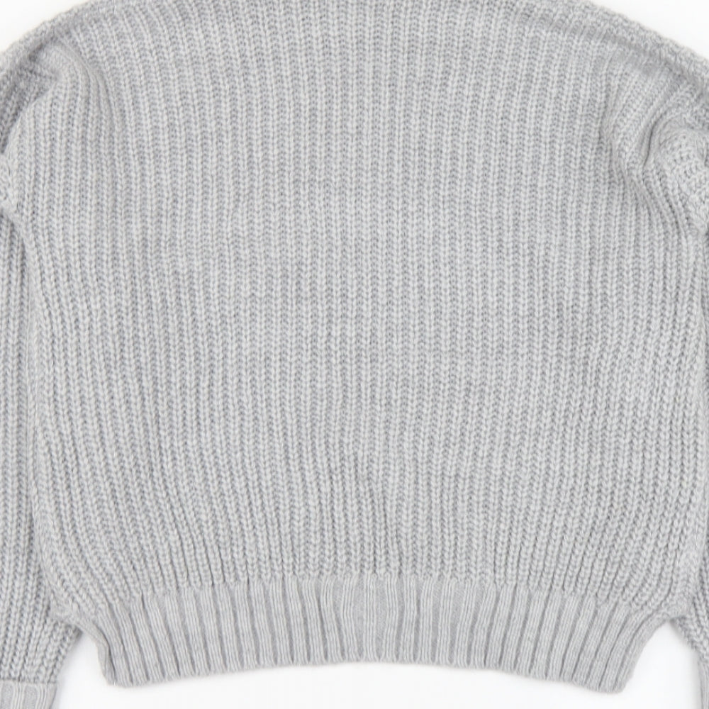 Papaya Womens Grey Roll Neck Acrylic Pullover Jumper Size M