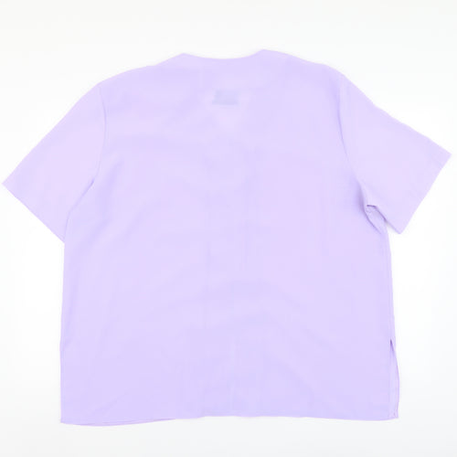 Eye Catch Womens Purple Polyester Basic Blouse Size XL V-Neck