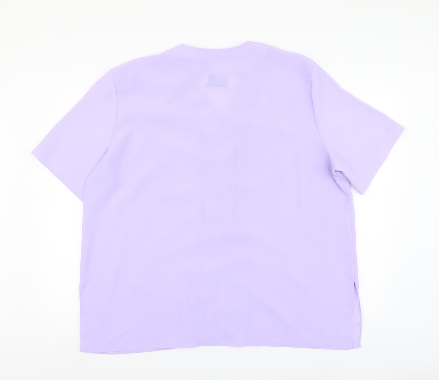 Eye Catch Womens Purple Polyester Basic Blouse Size XL V-Neck