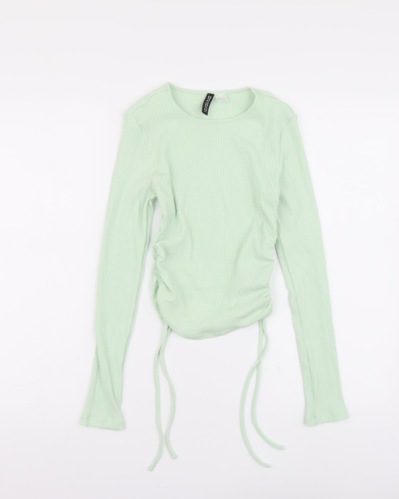 H&M Womens Green Cotton Basic Blouse Size S Round Neck