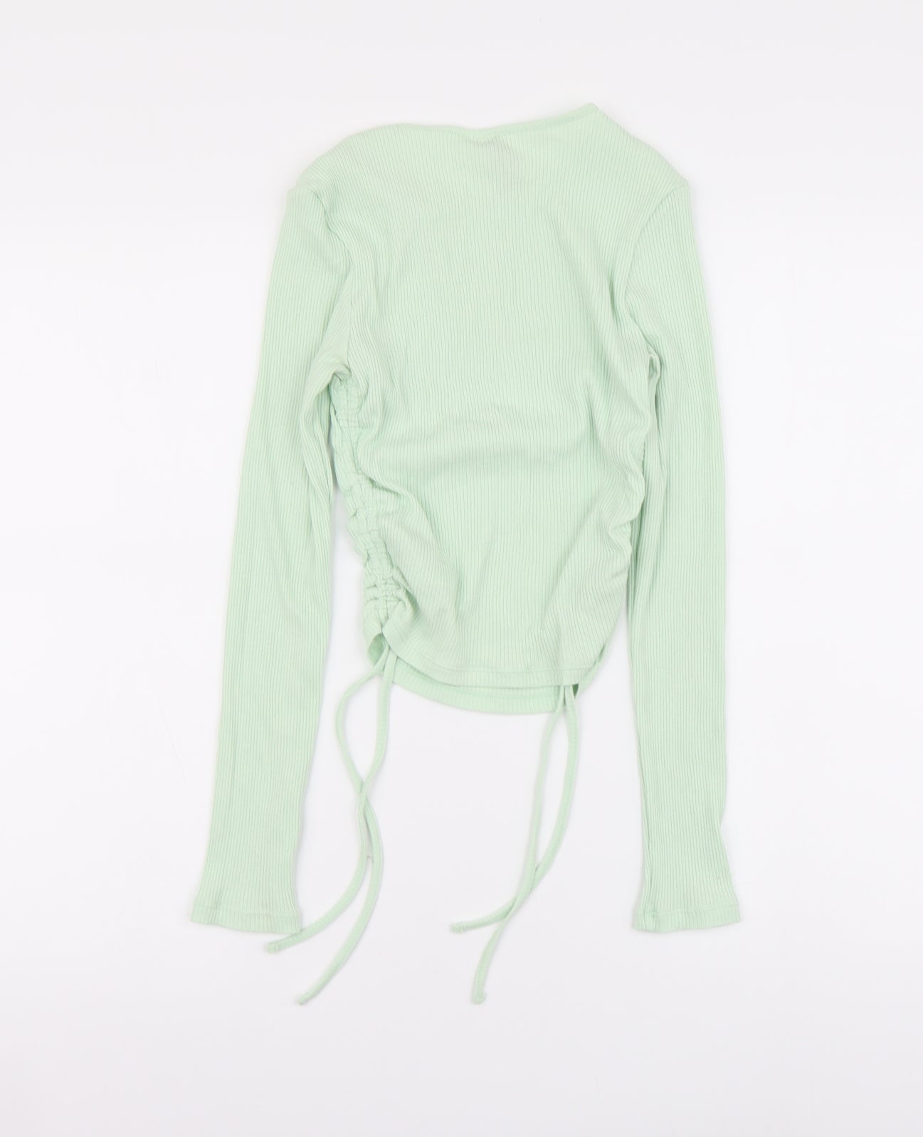 H&M Womens Green Cotton Basic Blouse Size S Round Neck