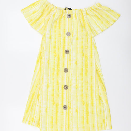 F&F Womens Yellow Polyester A-Line Size 8 Square Neck Pullover