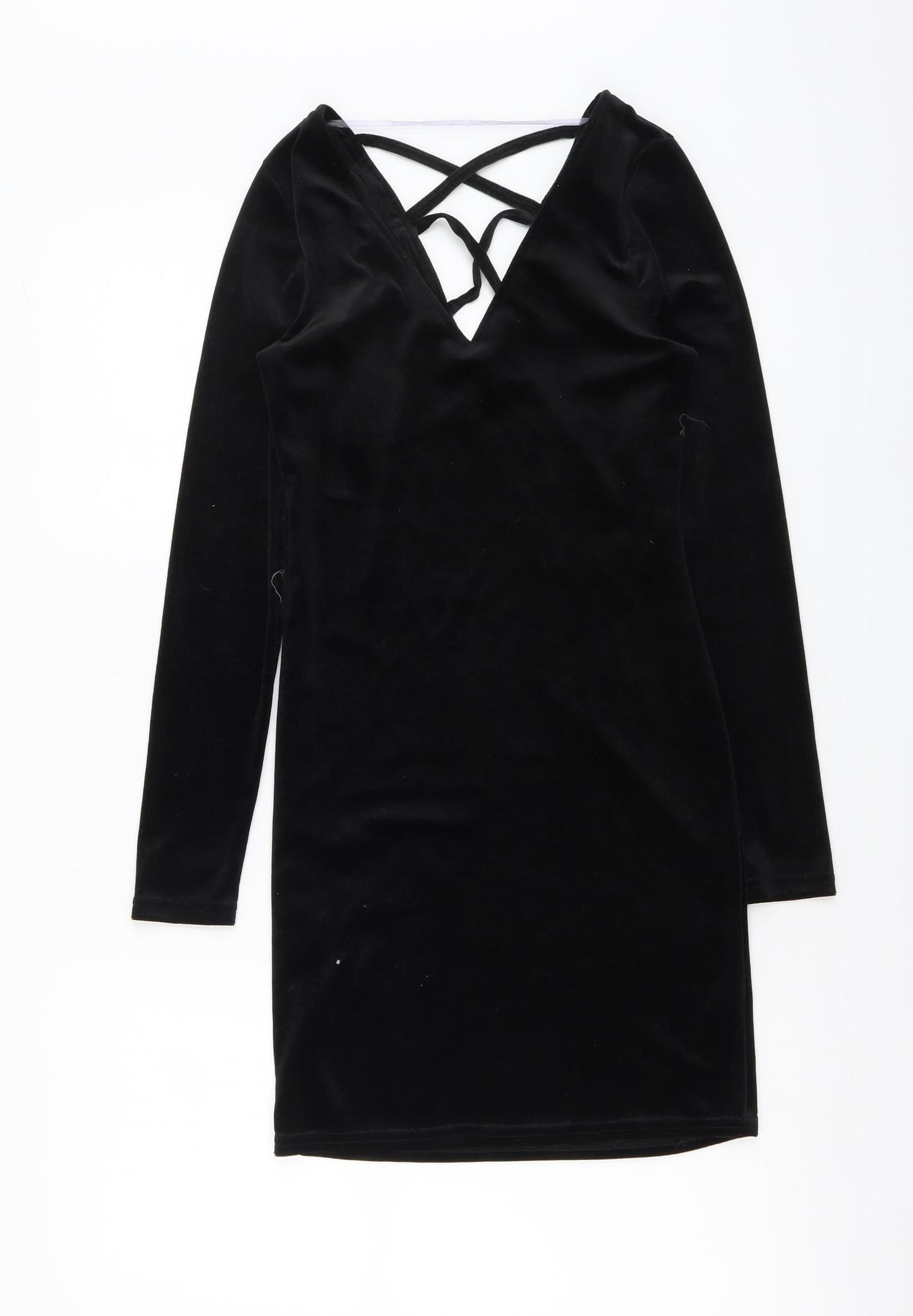 Primark Womens Black Polyester Bodycon Size 8 V-Neck Pullover