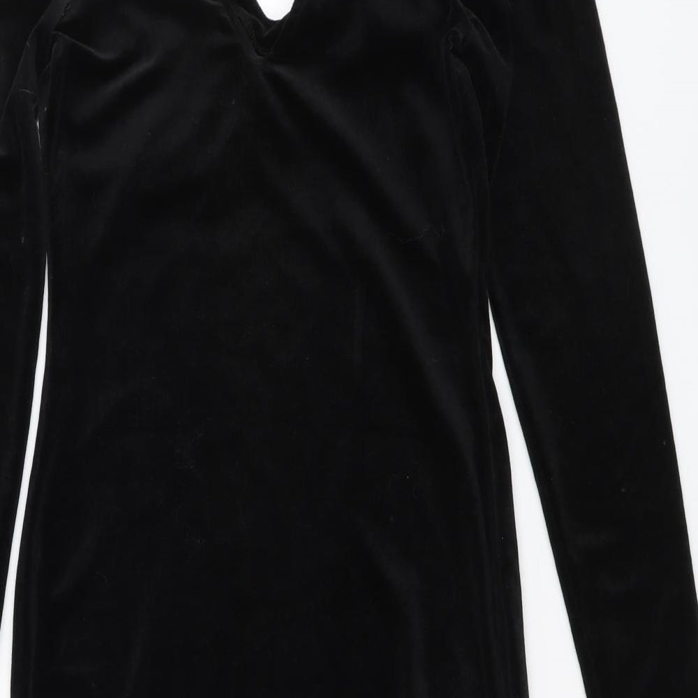 Primark Womens Black Polyester Bodycon Size 8 V-Neck Pullover