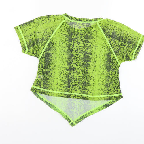 SheIn Womens Green Animal Print Polyester Cropped T-Shirt Size S Round Neck - Snake pattern