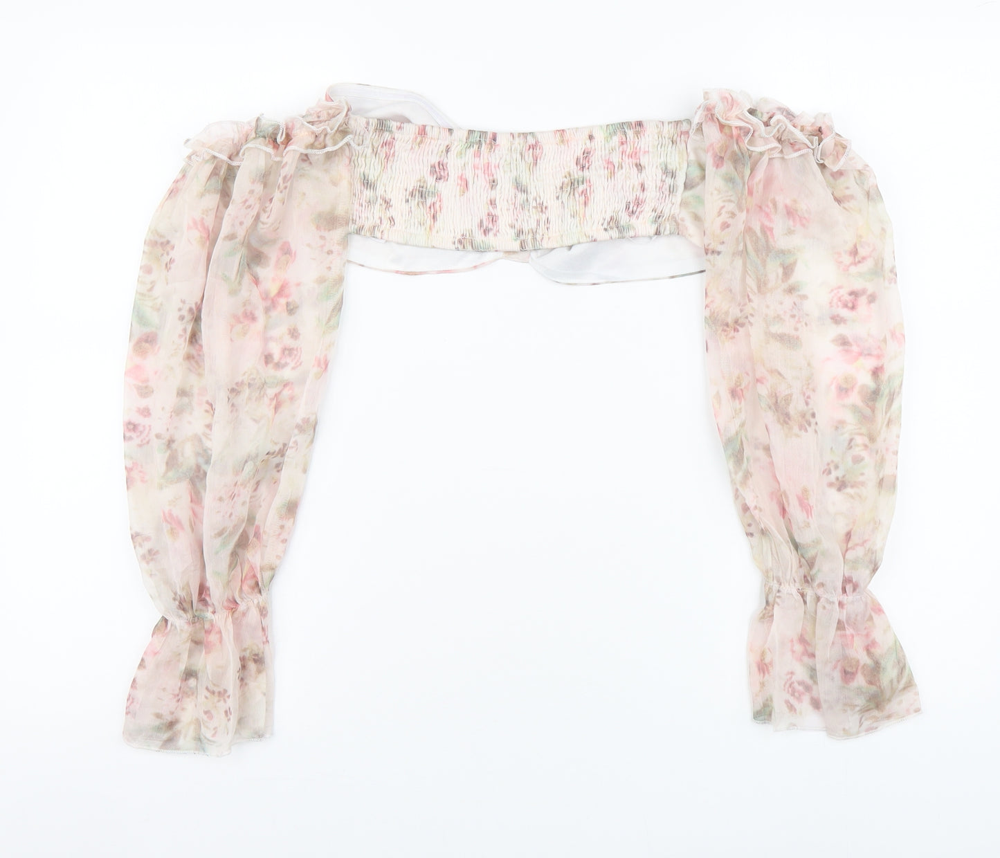 I SAW IT FIRST Womens Pink Floral Polyester Cropped Blouse Size 14 Sweetheart
