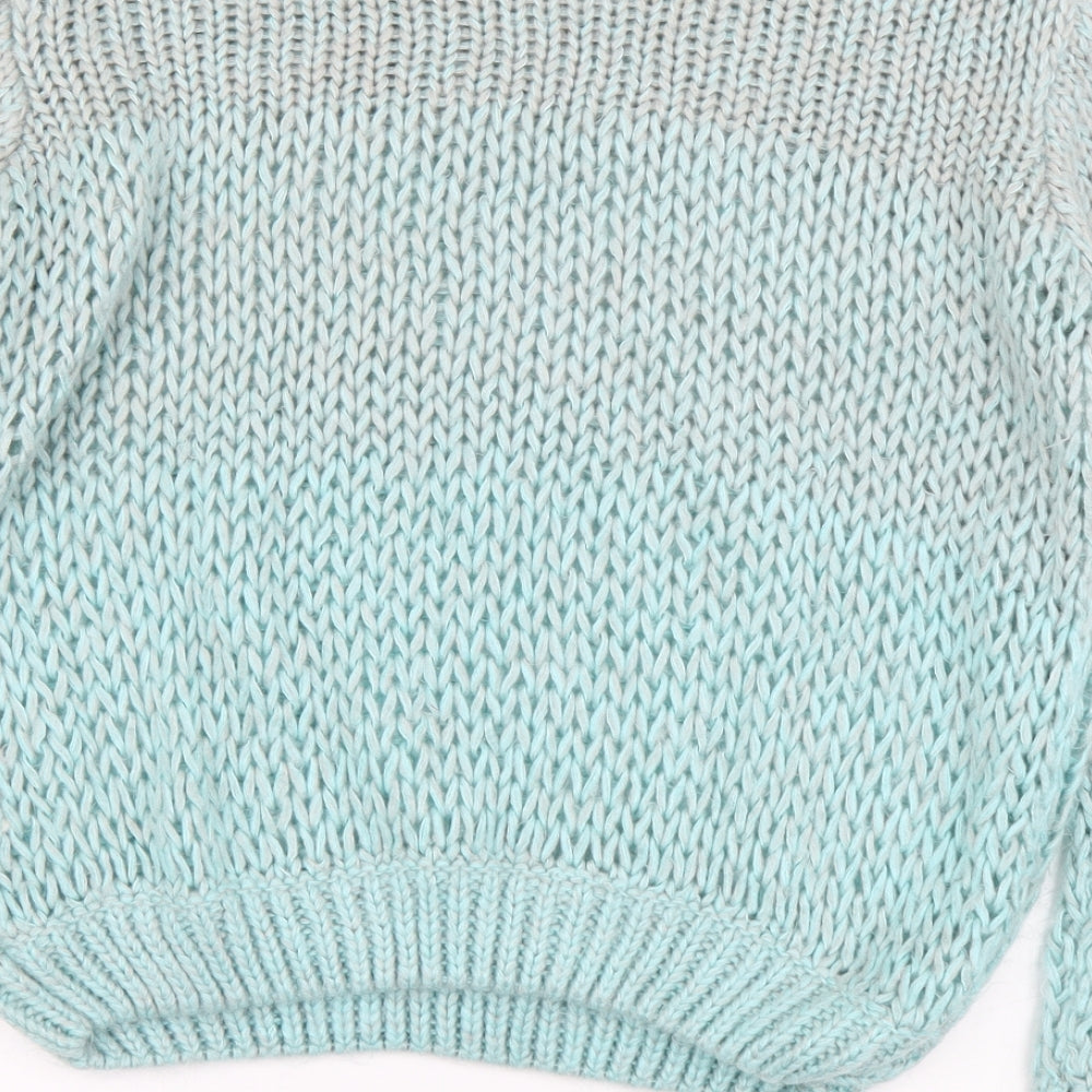 Brave Soul Womens Blue Boat Neck Acrylic Pullover Jumper Size S