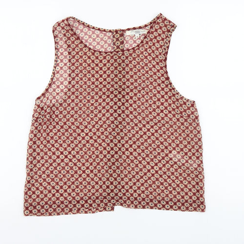 New Look Womens Red Floral Polyester Basic Tank Size M Round Neck