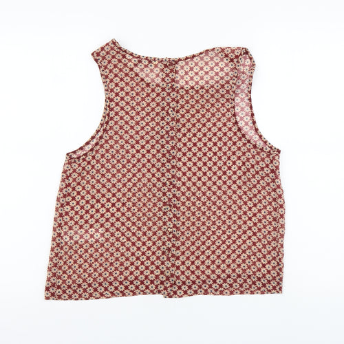 New Look Womens Red Floral Polyester Basic Tank Size M Round Neck