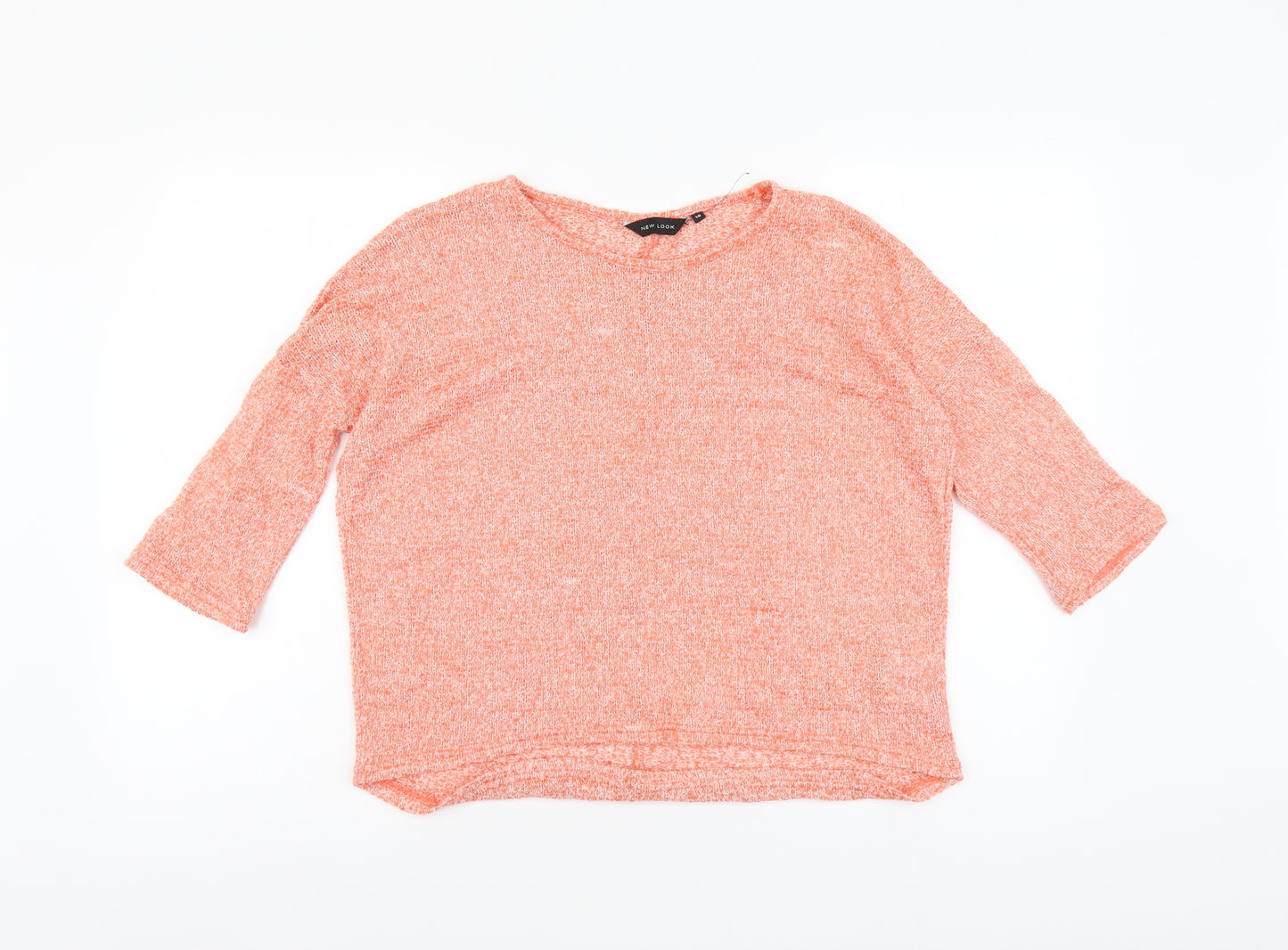 New Look Womens Orange Polyester Basic Blouse Size 10 Round Neck