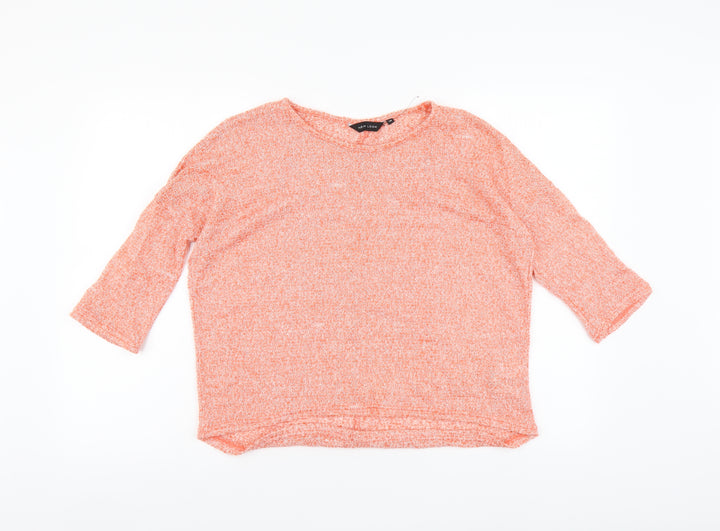 New Look Womens Orange Polyester Basic Blouse Size 10 Round Neck