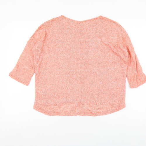 New Look Womens Orange Polyester Basic Blouse Size 10 Round Neck