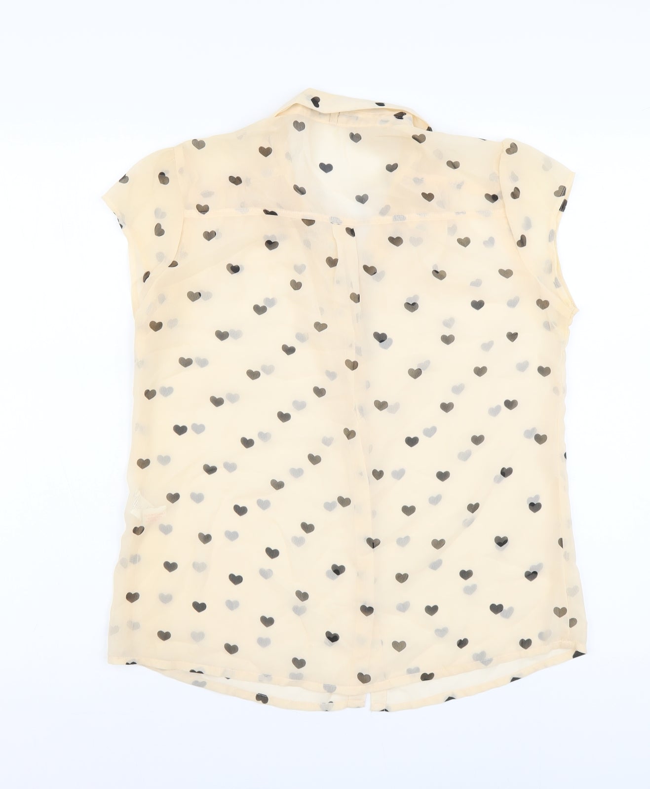 Atmosphere Womens Beige Geometric Polyester Basic Button-Up Size 12 Collared - Hearts pattern