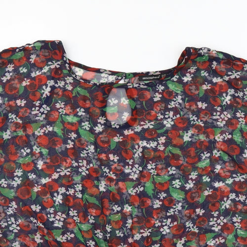 Atmosphere Womens Multicoloured Geometric Polyester Basic Blouse Size 8 Round Neck