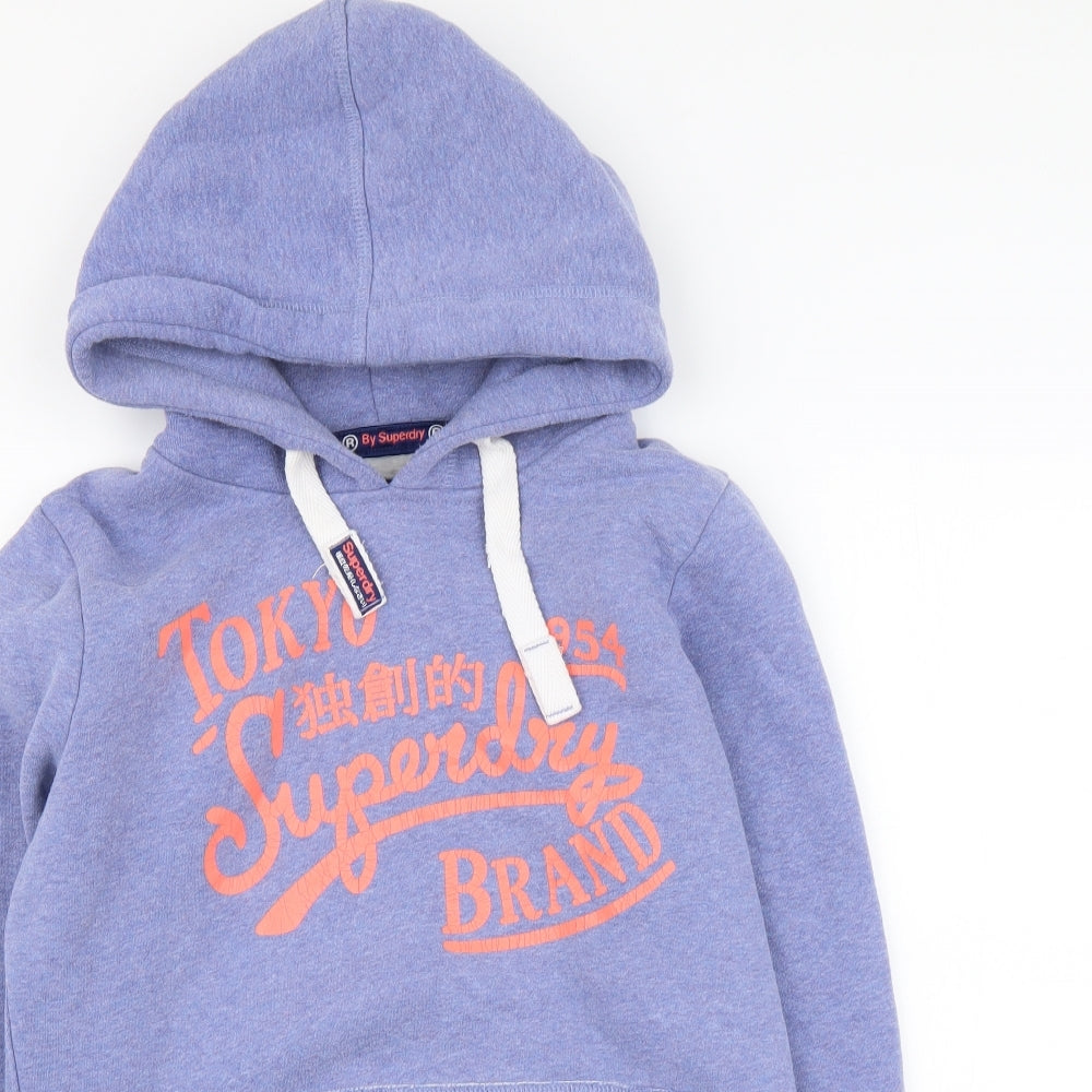 Superdry Womens Purple Cotton Pullover Hoodie Size M Pullover