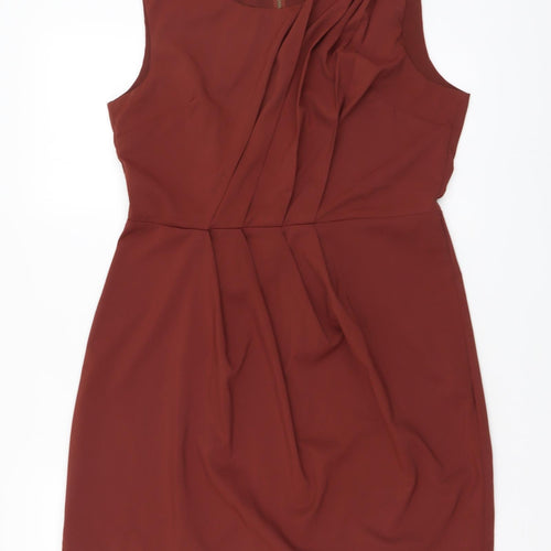 AX Paris Womens Brown Nylon Mini Size 14 Round Neck Zip