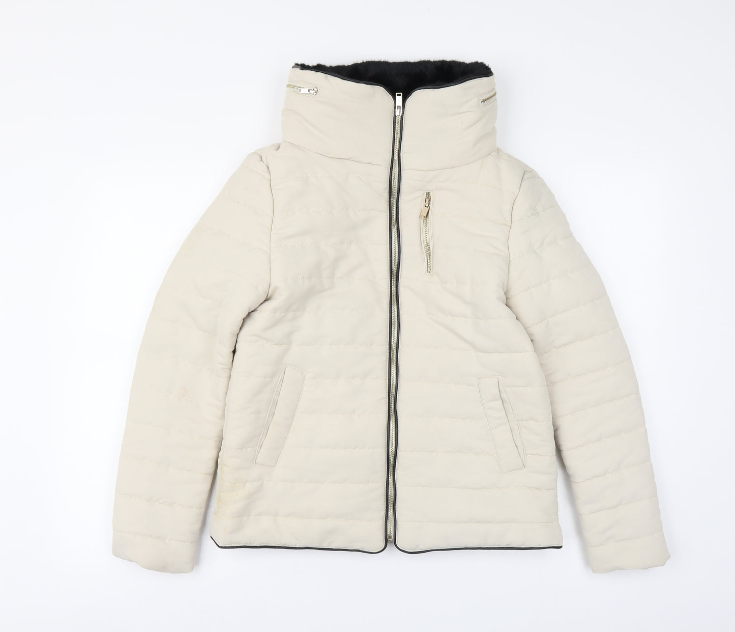 New Look Womens Beige Jacket Size 10 Zip