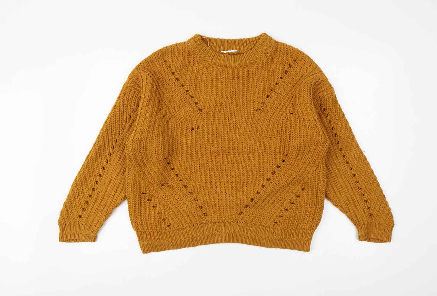 Topshop Womens Brown Round Neck Acrylic Pullover Jumper Size XS