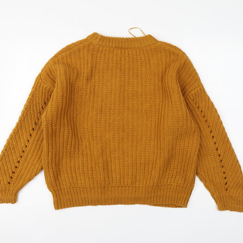 Topshop Womens Brown Round Neck Acrylic Pullover Jumper Size XS