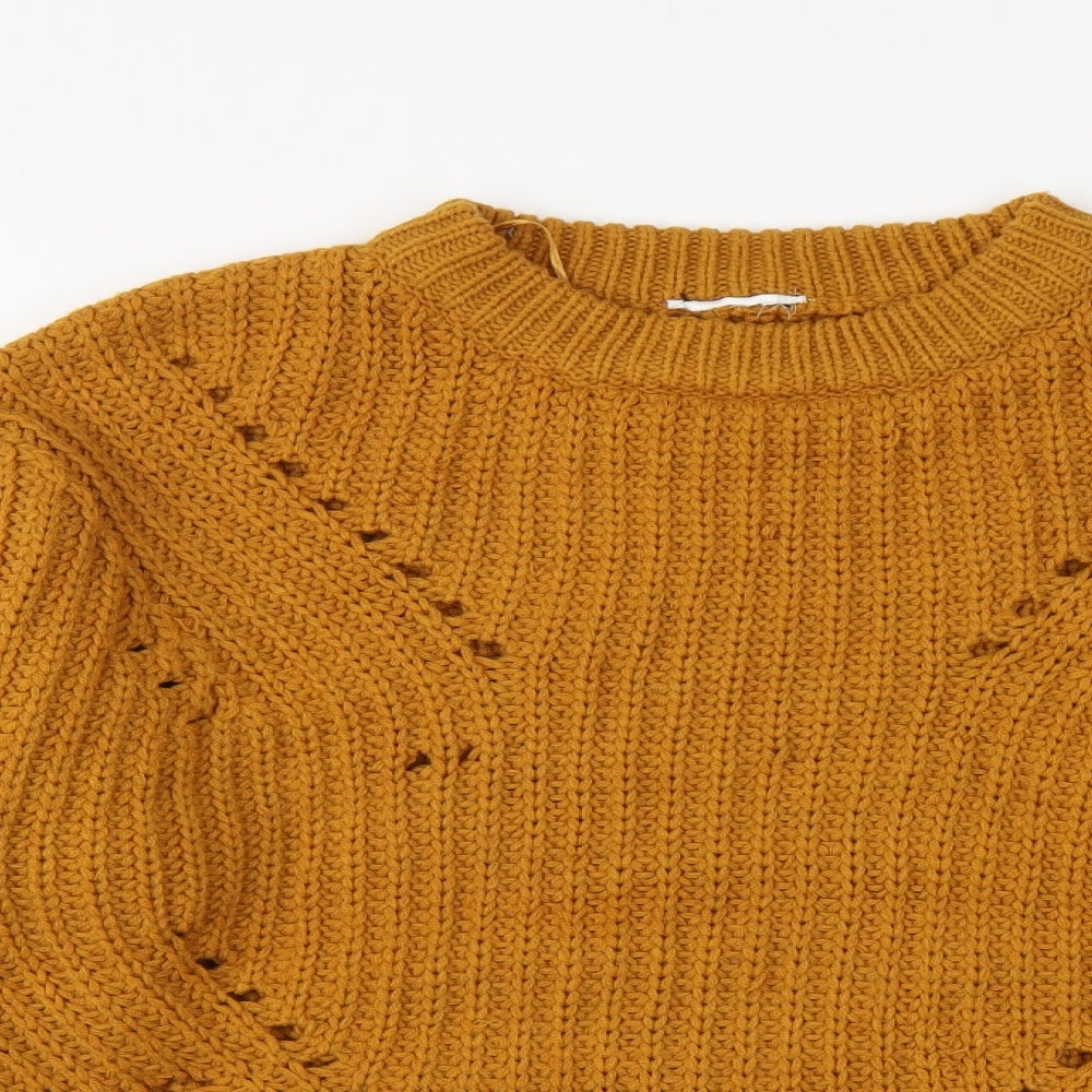 Topshop Womens Brown Round Neck Acrylic Pullover Jumper Size XS