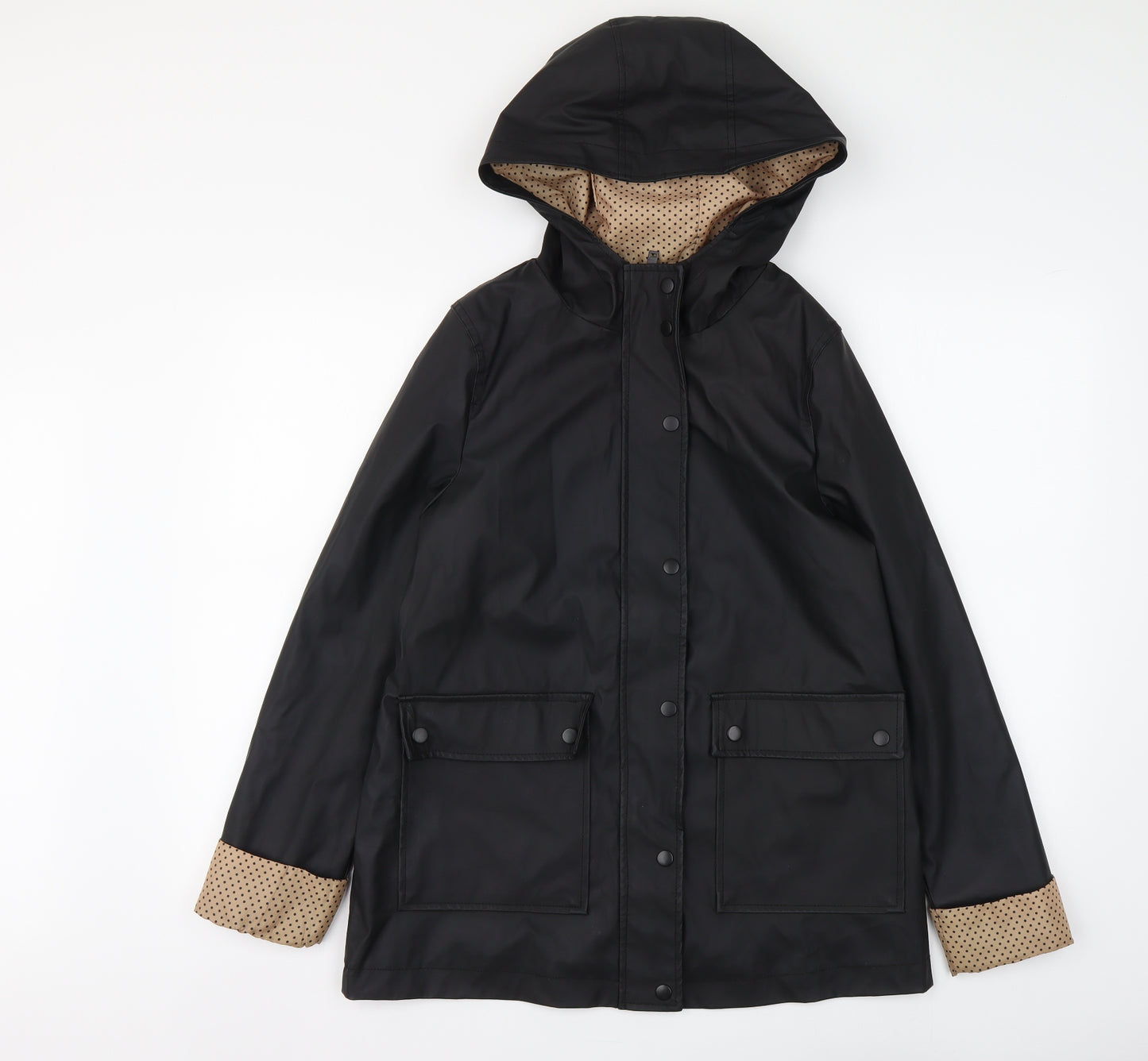 New Look Womens Black Rain Coat Coat Size 10 Zip