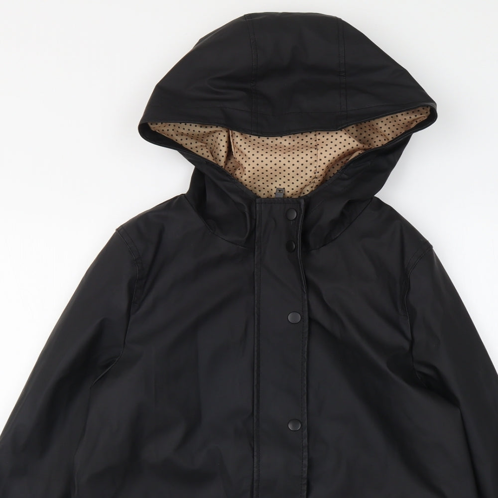 New Look Womens Black Rain Coat Coat Size 10 Zip