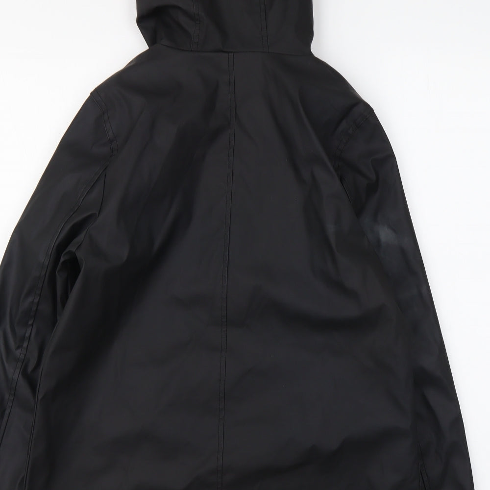 New Look Womens Black Rain Coat Coat Size 10 Zip