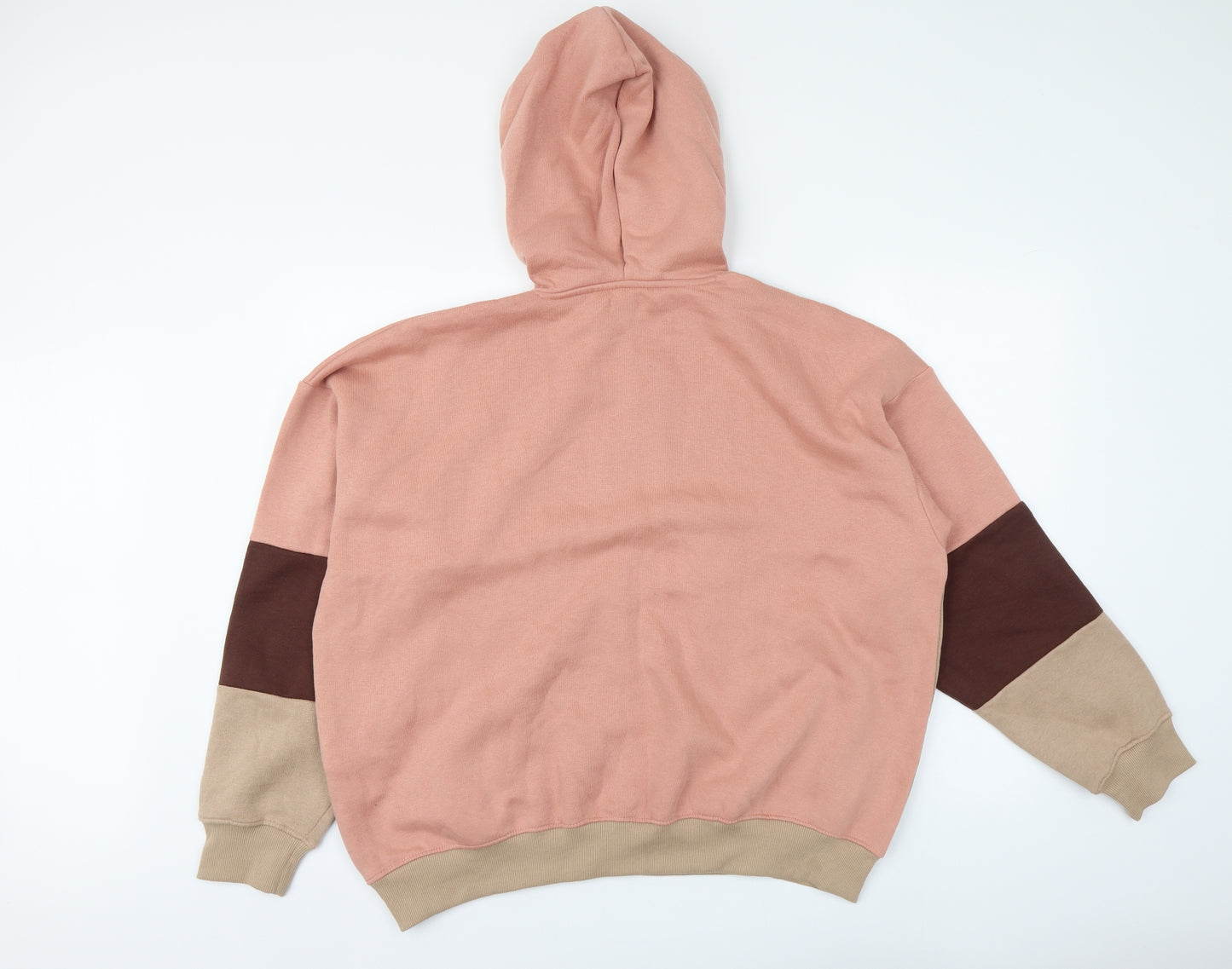 Boohoo Womens Multicoloured Colourblock Cotton Pullover Hoodie Size M Pullover