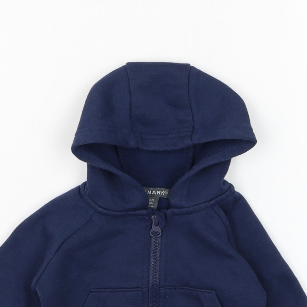 Primark Boys Blue Cotton Full Zip Jumper Size 0-3 Months Zip