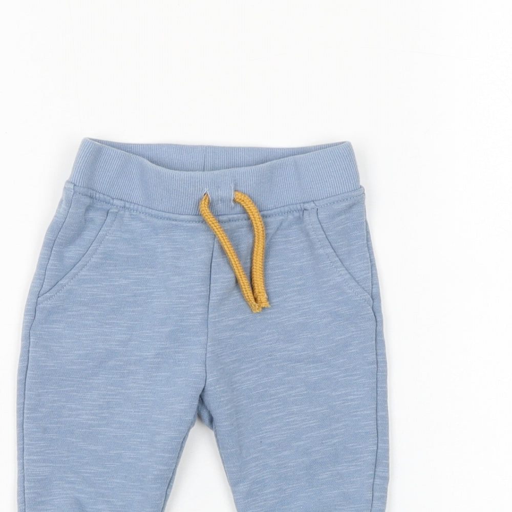 Primark Boys Blue Cotton Jogger Trousers Size 6-9 Months Drawstring