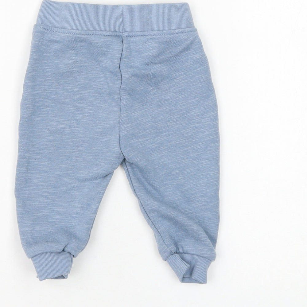 Primark Boys Blue Cotton Jogger Trousers Size 6-9 Months Drawstring