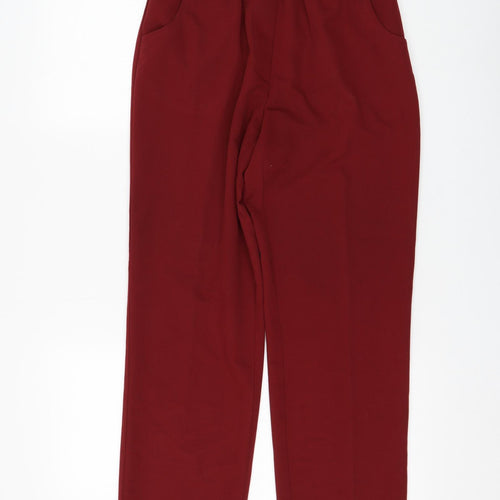 Ocealis Womens Red Polyester Trousers Size 10 L27 in Regular