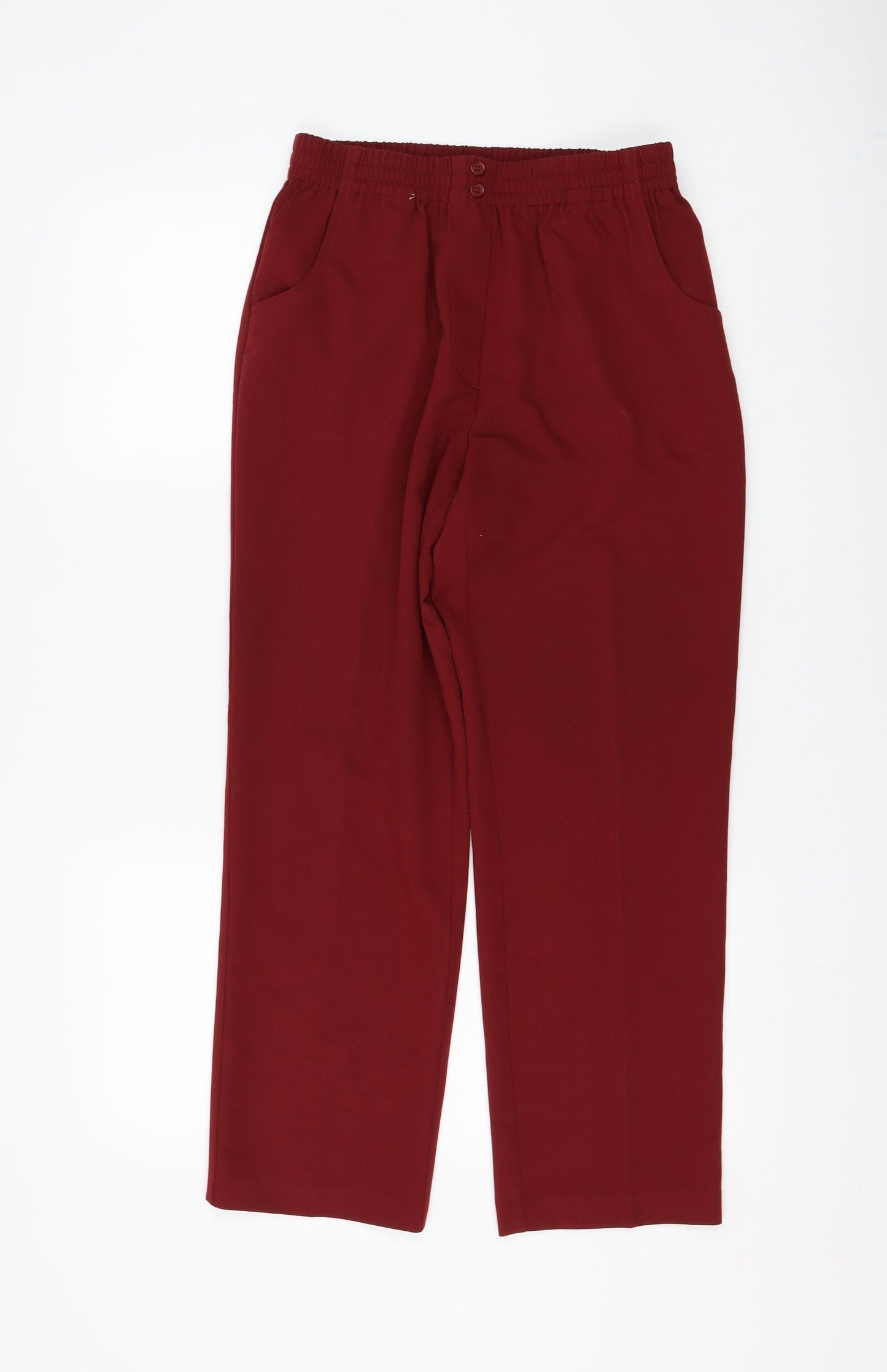 Ocealis Womens Red Polyester Trousers Size 10 L27 in Regular