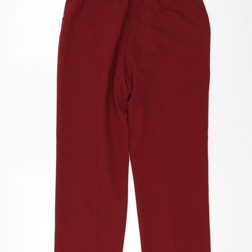 Ocealis Womens Red Polyester Trousers Size 10 L27 in Regular