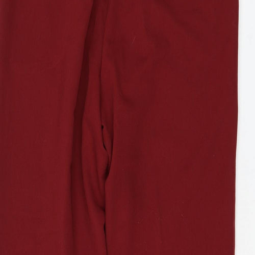 Ocealis Womens Red Polyester Trousers Size 10 L27 in Regular