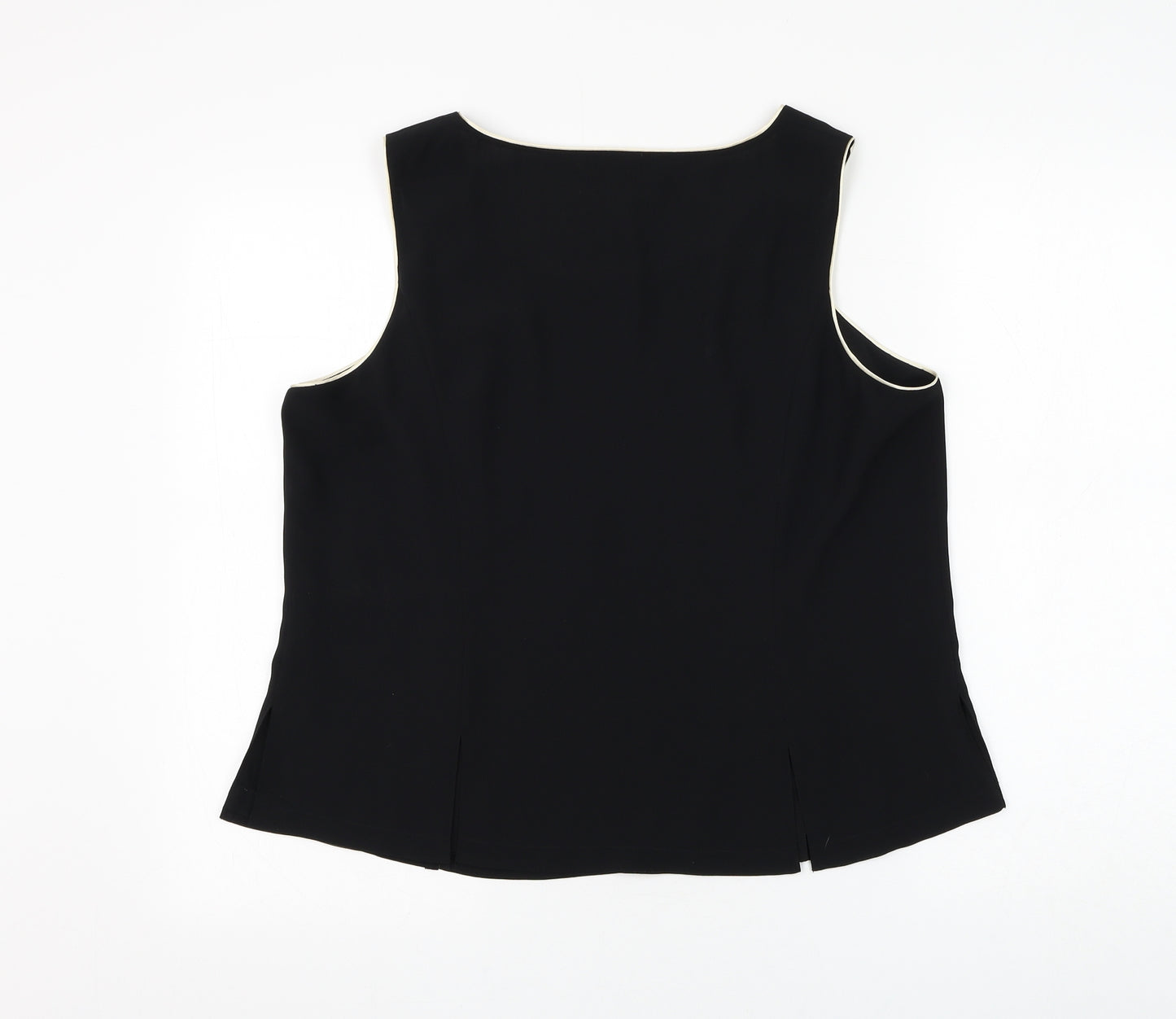 Jacques Vert Womens Black Floral Polyester Basic Blouse Size M Scoop Neck