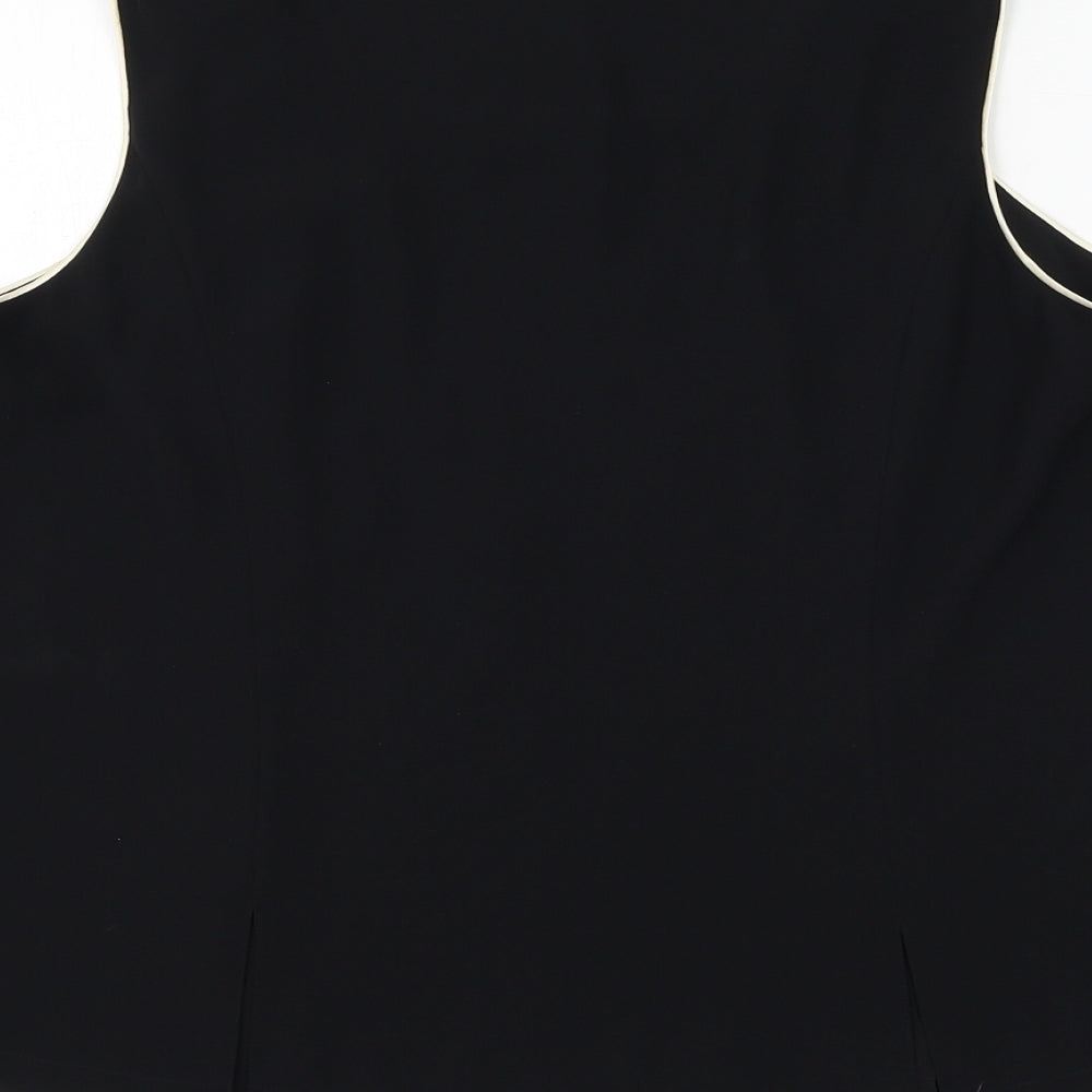 Jacques Vert Womens Black Floral Polyester Basic Blouse Size M Scoop Neck