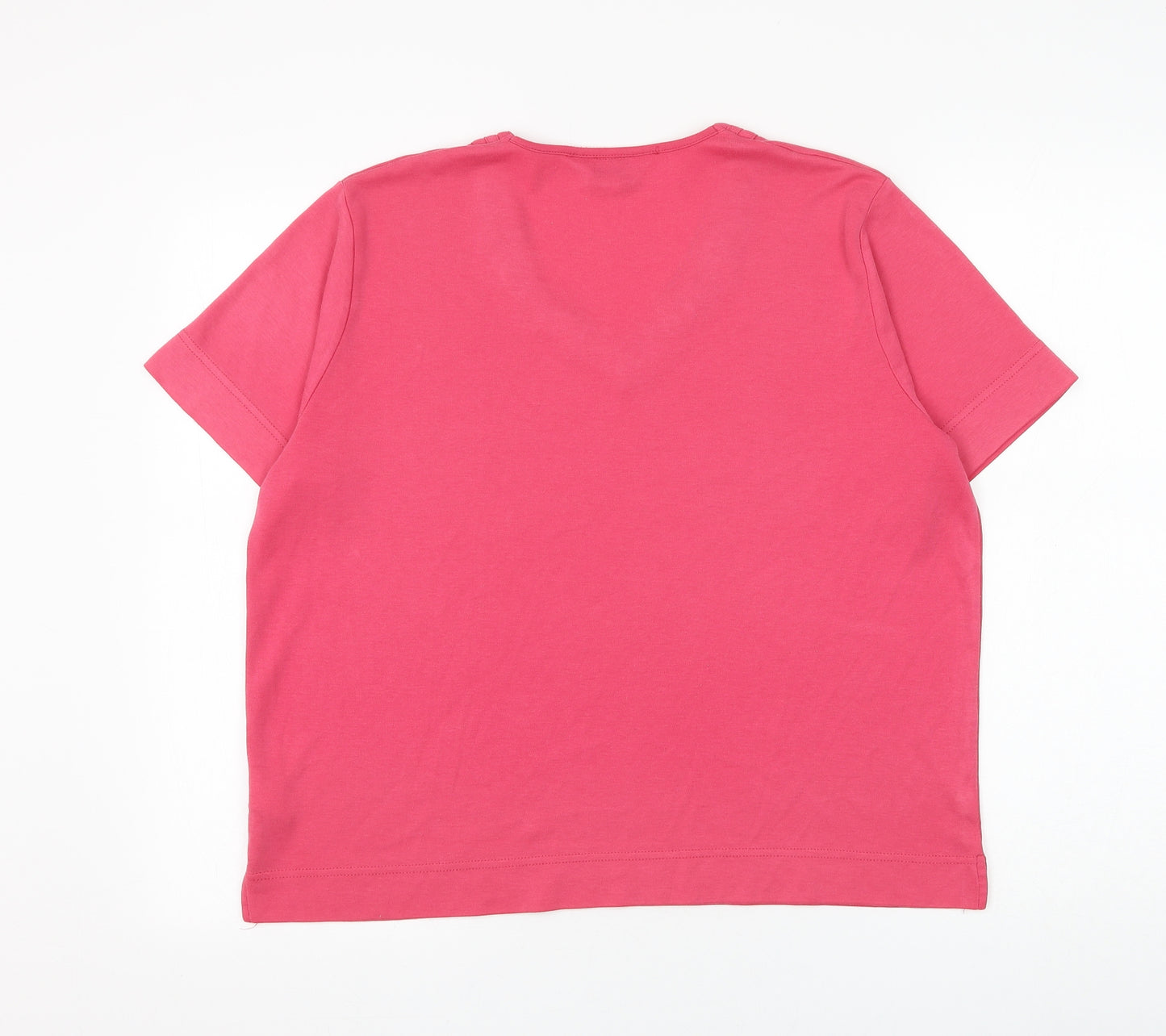 Tigi Womens Pink Polyester Basic T-Shirt Size 18 V-Neck