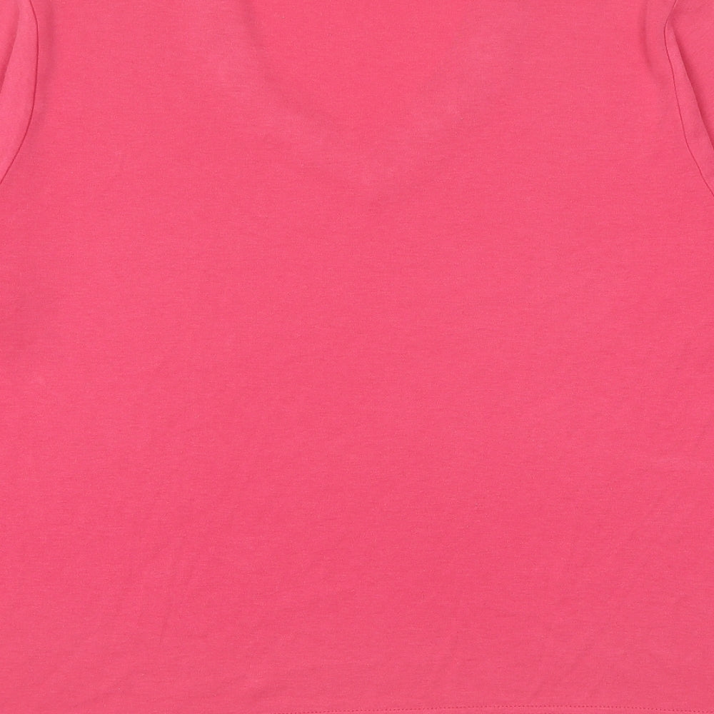 Tigi Womens Pink Polyester Basic T-Shirt Size 18 V-Neck
