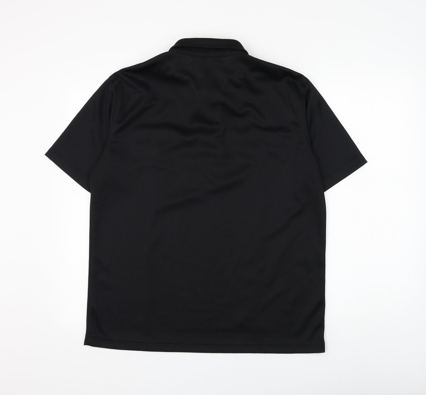 C.S Athletic Mens Black Polyester Polo Size L Collared Button