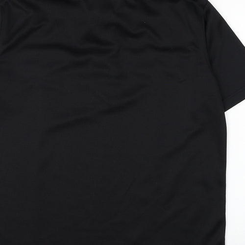 C.S Athletic Mens Black Polyester Polo Size L Collared Button