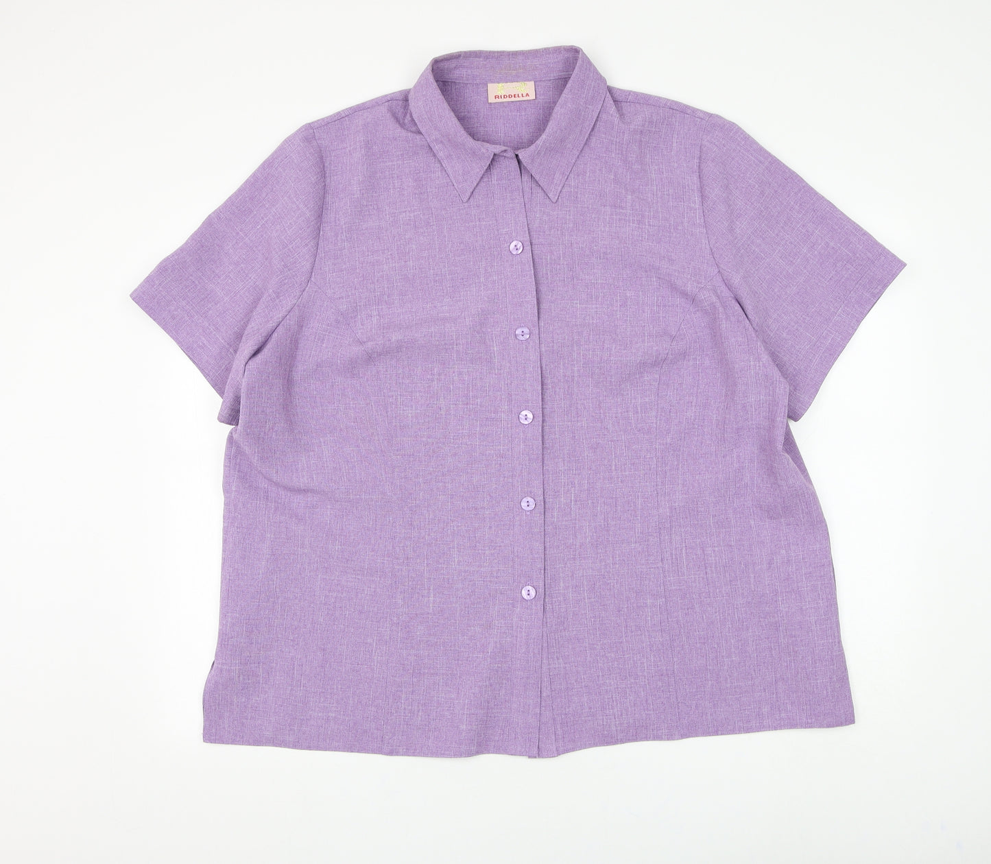 Riddella Womens Purple Polyester Basic Button-Up Size 26 Collared
