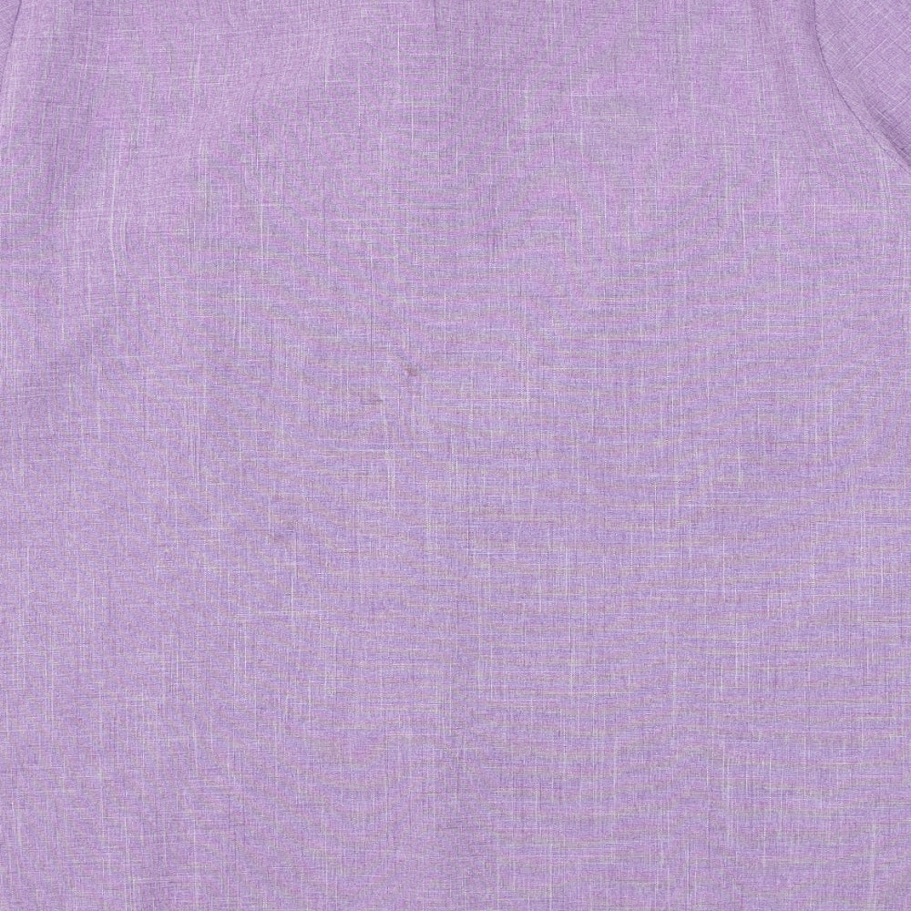 Riddella Womens Purple Polyester Basic Button-Up Size 26 Collared
