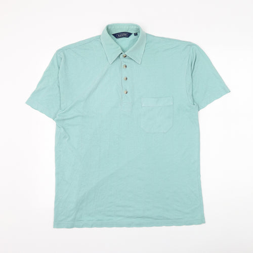 Savatini Mens Green Polyester Polo Size M Collared Button