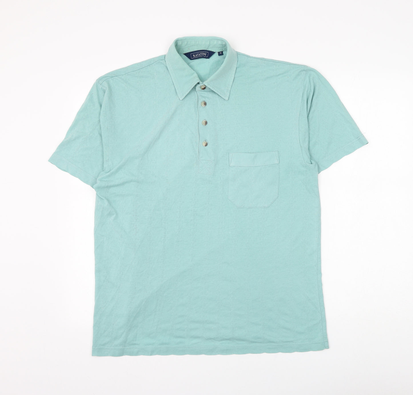 Savatini Mens Green Polyester Polo Size M Collared Button