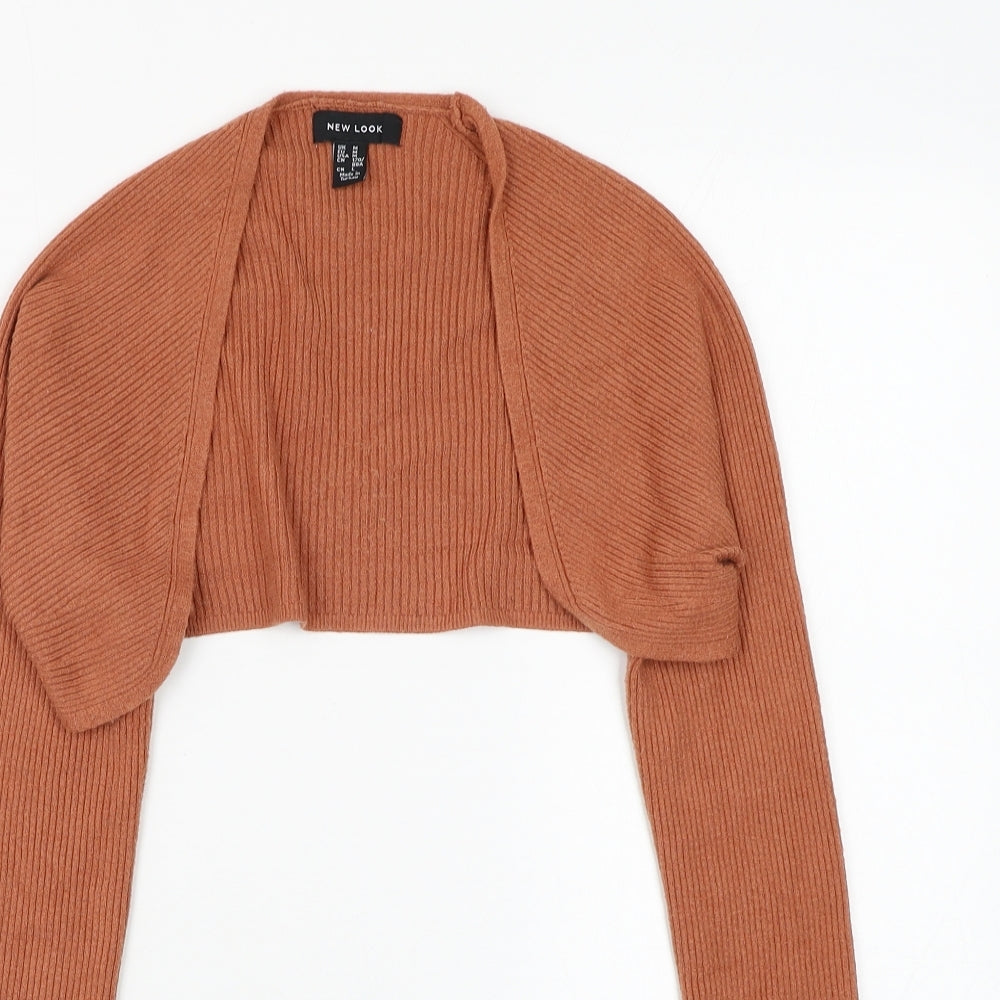 New Look Womens Brown V-Neck Polyester Shrug Jumper Size M
